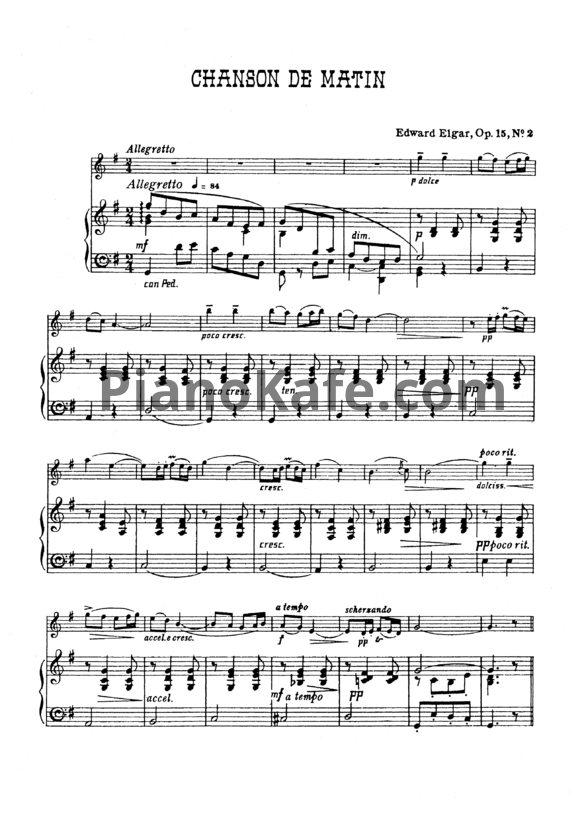 Ноты Эдуард Элгар - Chanson de matin (Op. 15, №2) - PianoKafe.com