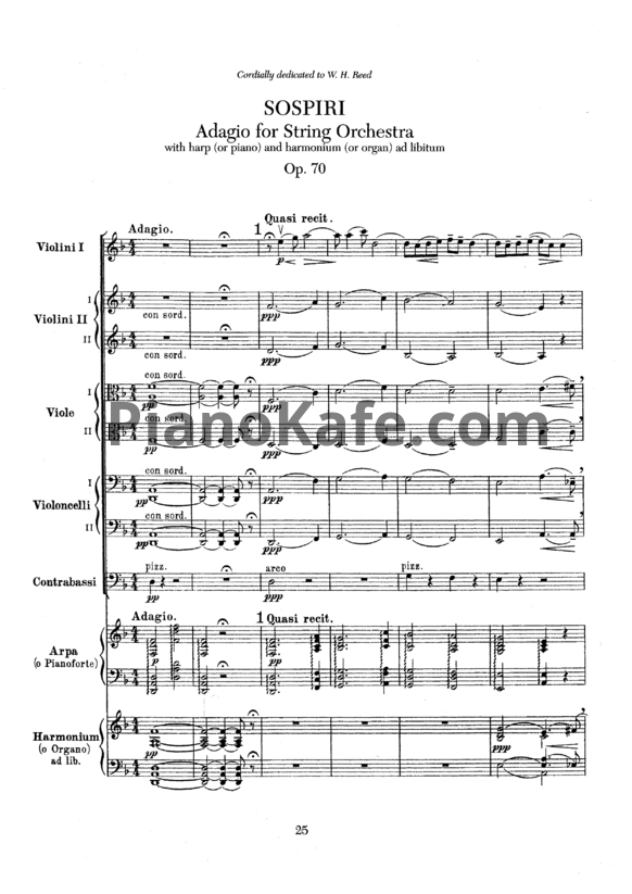 Ноты Эдуард Элгар - Соспири (Op. 70) - PianoKafe.com