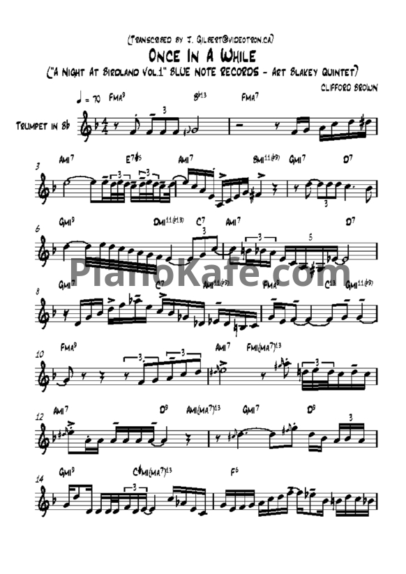 Ноты Art Blakey - Once in a while - PianoKafe.com