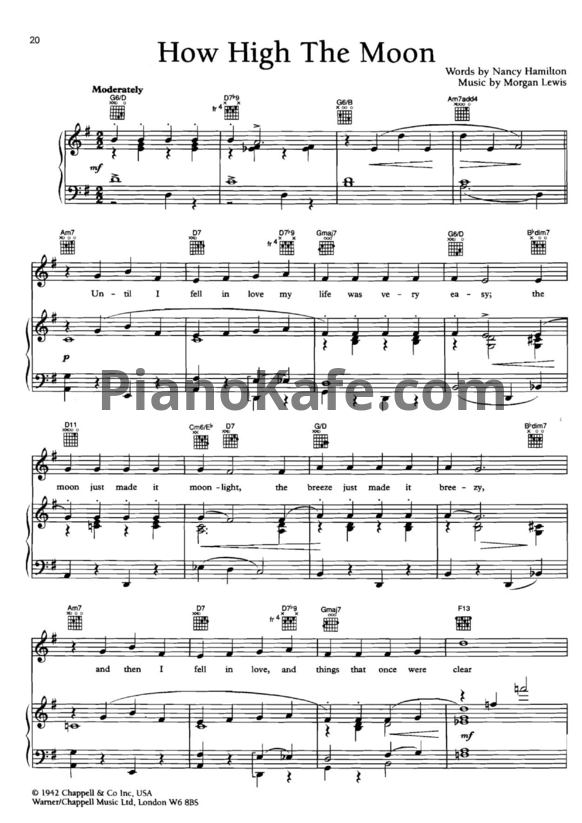 Ноты Ella Fitzgerald - How high the moon - PianoKafe.com