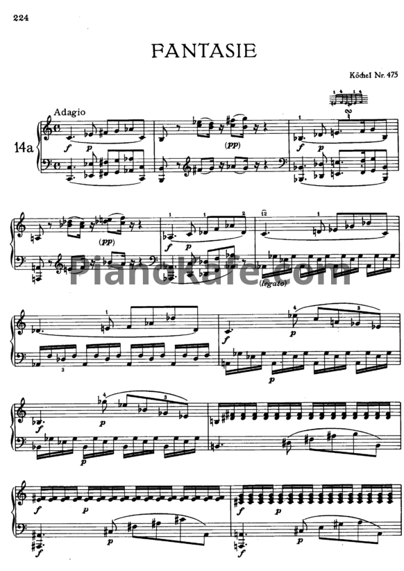 Ноты В. Моцарт - Фантазия до минор (№14a) К. 475 - PianoKafe.com