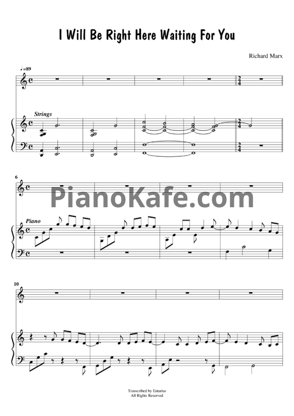 Ноты Richard Marx - I will be right here waiting for you - PianoKafe.com