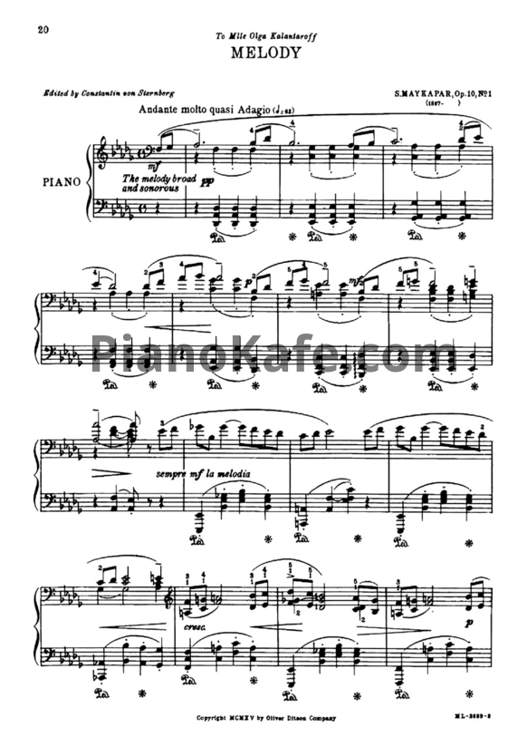 Ноты Самуил Майкапар - 2 мечты (Op. 10) - PianoKafe.com