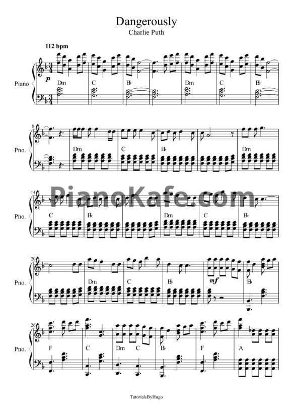 Ноты Charlie Puth - Dangerously - PianoKafe.com