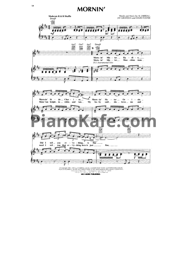 Ноты Al Jarreau - Mornin' - PianoKafe.com