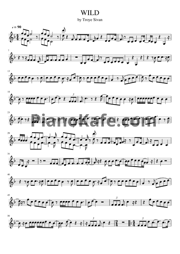 Ноты Troye Sivan - Wild - PianoKafe.com