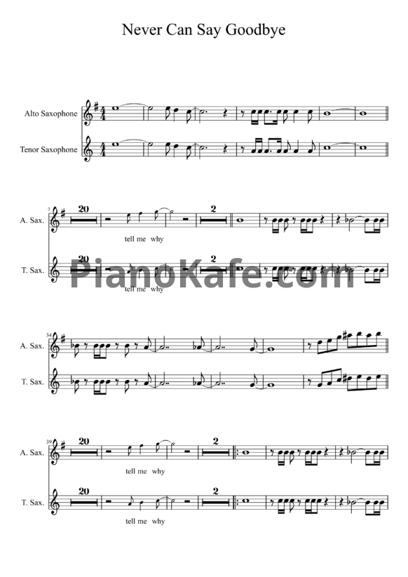 Ноты Gloria Gaynor - Never can say goodbye - PianoKafe.com