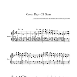 Ноты Green Day - 21 guns (Adrian Lee version) - предпросмотр