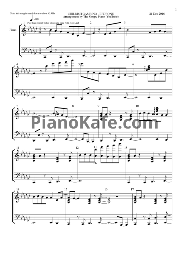 Ноты Childish Gambino - Redbone - PianoKafe.com