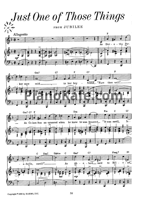 Ноты Cole Porter - Just one of those things - PianoKafe.com
