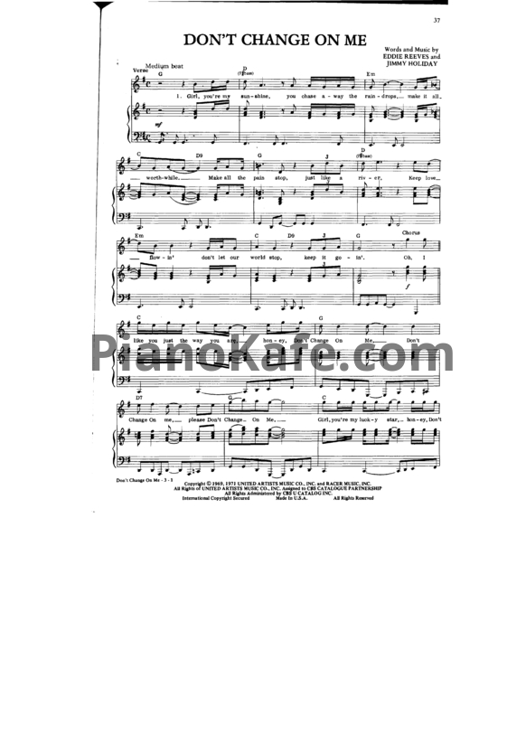 Ноты Ray Charles - Don't change on me - PianoKafe.com
