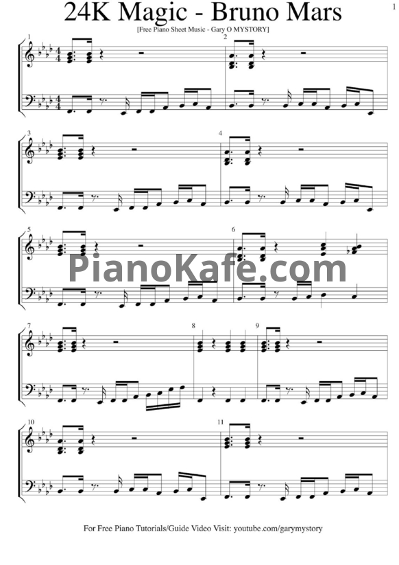 Ноты Bruno Mars - 24K magic - PianoKafe.com