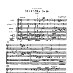 Ноты Йозеф Гайдн - Симфония №40 фа мажор (Партитура) - предпросмотр
