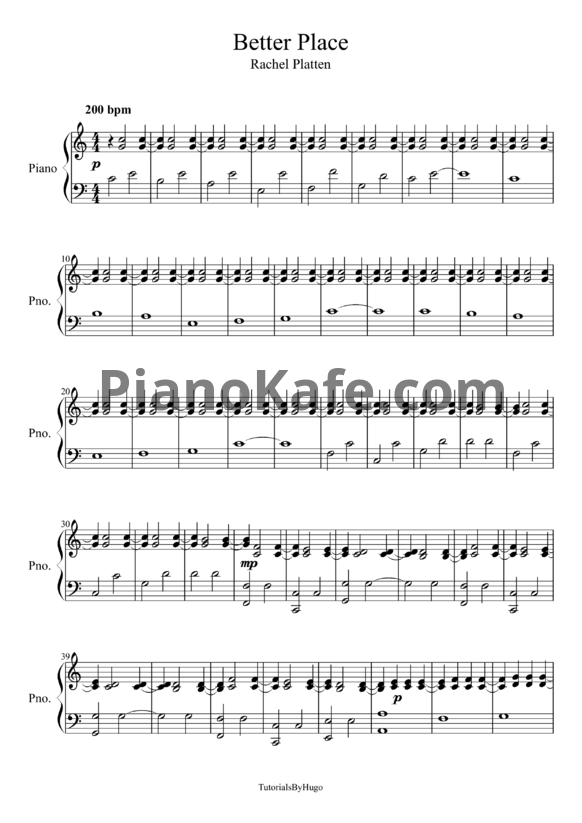 Ноты Rachel Platten - Better place - PianoKafe.com