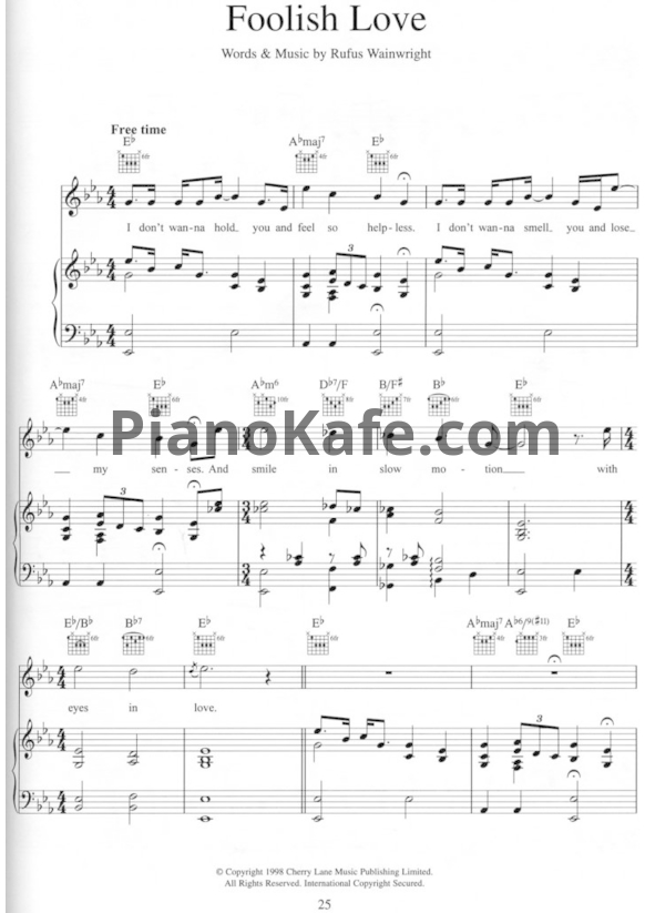Ноты Rufus Wainwright - Foolish love - PianoKafe.com