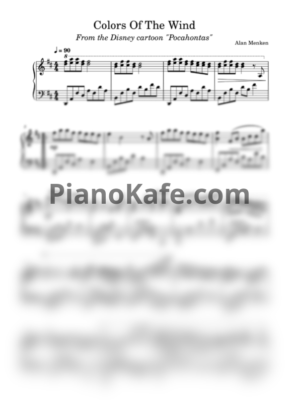 Ноты Alan Menken - Colors of the wind (Piano cover) - PianoKafe.com
