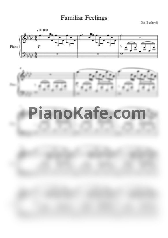 Ноты Ilya Beshevli - Familiar Feelings - PianoKafe.com