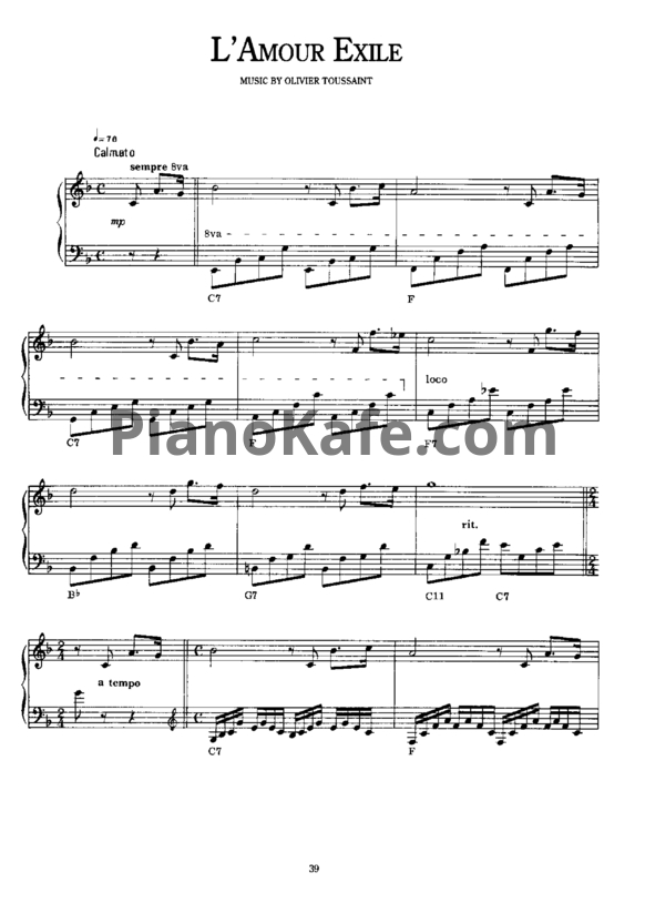 Ноты Richard Clayderman - L'amour exile - PianoKafe.com