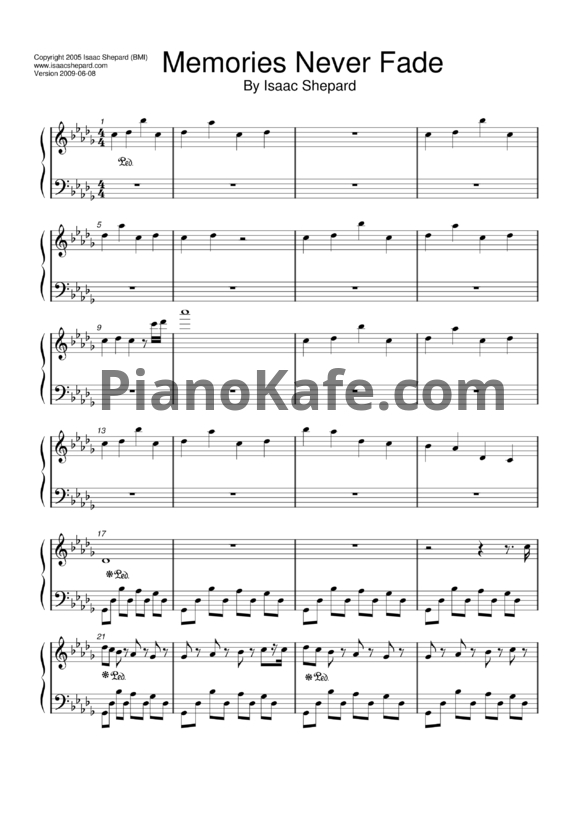 Ноты Isaac Shepard - Memories never fade - PianoKafe.com