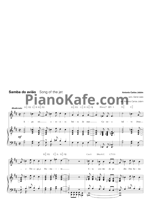 Ноты Antonio Carlos Jobim - Samba do avião (Song of the jet) - PianoKafe.com