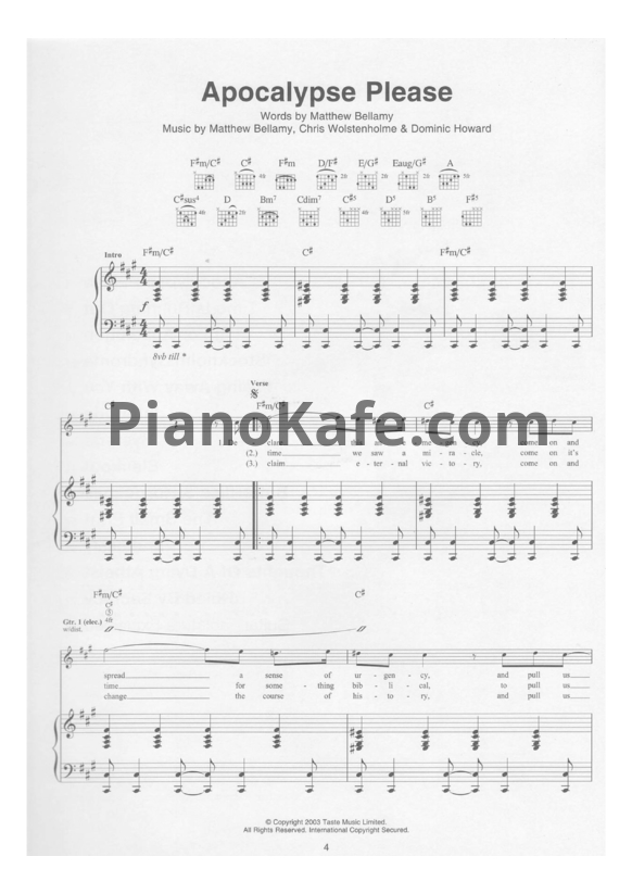 Ноты Muse - Absolution (Книга нот) - PianoKafe.com