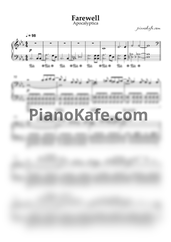 Ноты Apocalyptica - Farewell - PianoKafe.com