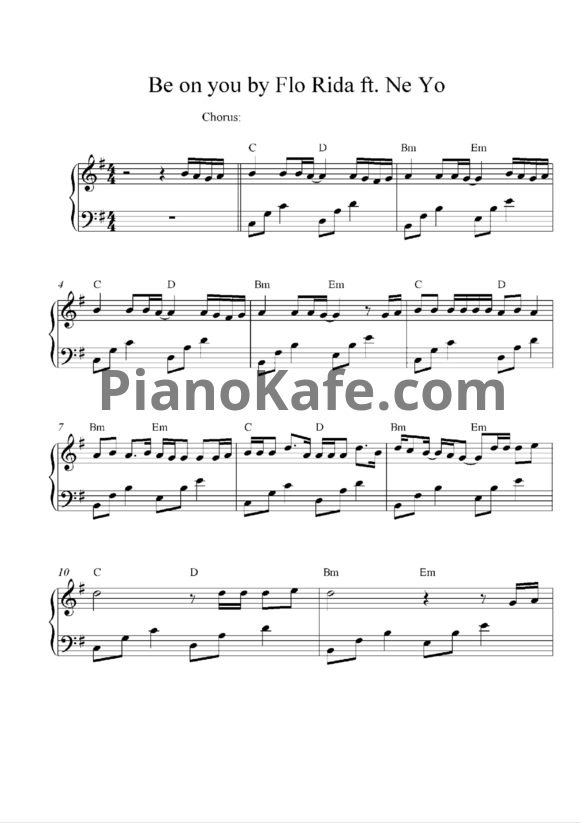 Ноты Flo Rida feat. Ne-Yo - Be on you - PianoKafe.com