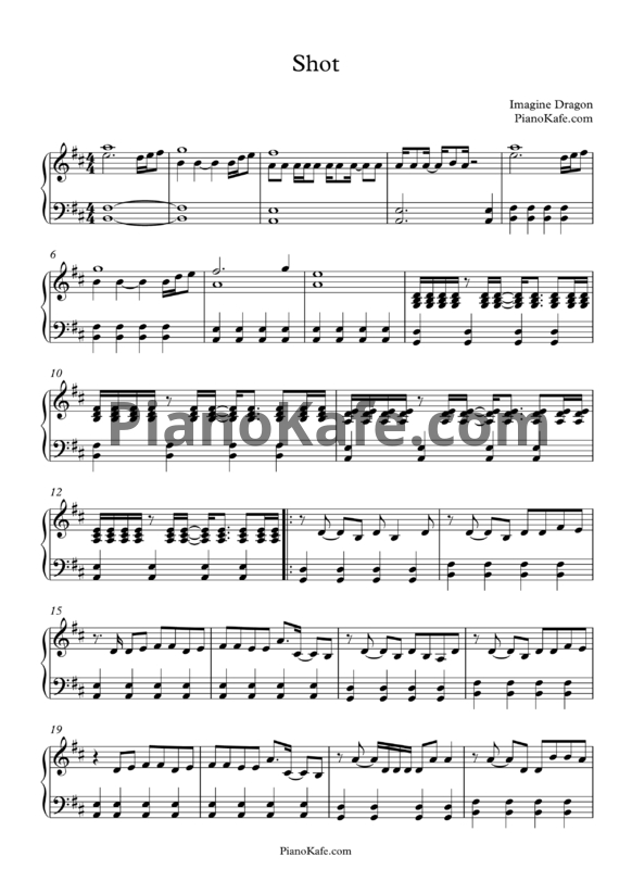 Ноты Imagine Dragons - Shots - PianoKafe.com
