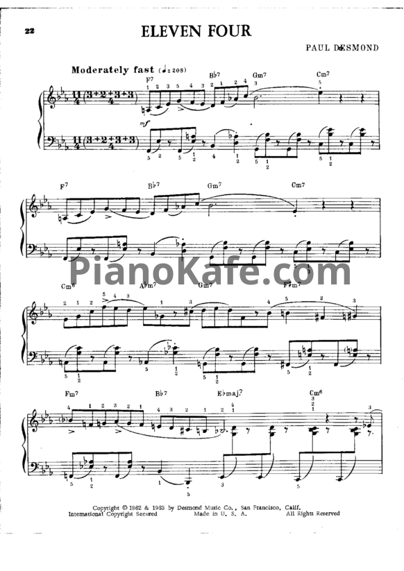 Ноты Paul Desmond - Eleven four - PianoKafe.com