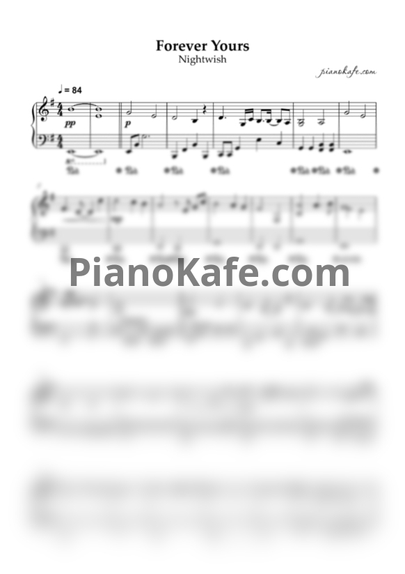 Ноты Nightwish - Forever yours (Piano cover) - PianoKafe.com