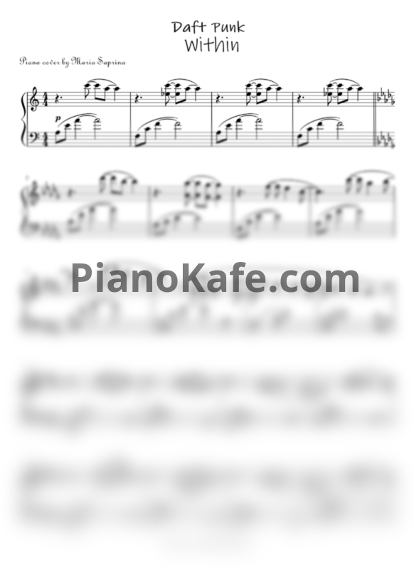 Ноты Daft Punk - Within - PianoKafe.com
