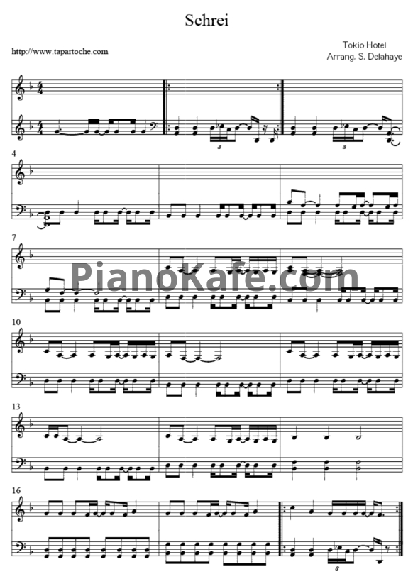 Ноты Tokio Hotel - Shrei - PianoKafe.com