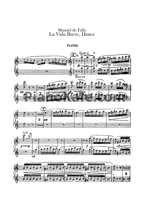 Ноты Мануэль де Фалья - La Vida Breve, dance - PianoKafe.com
