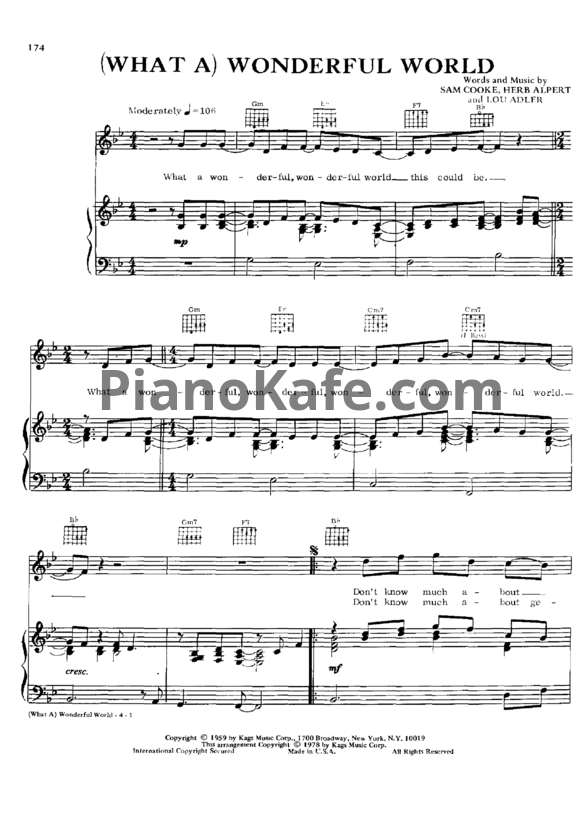 Ноты Sam Cook - Wonderful world - PianoKafe.com