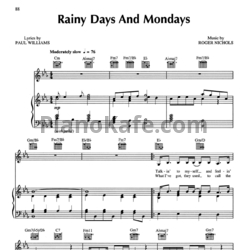 Ноты The Carpenters - Rainy days and mondays - предпросмотр