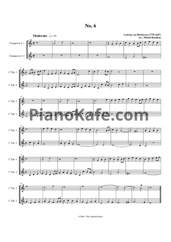 Ноты Л. В. Бетховен - Fifteen Fugues for Brass No. 6 - PianoKafe.com