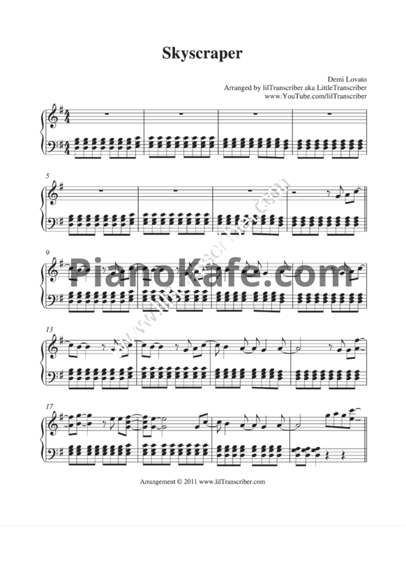 Ноты Demi Lovato - Skyscraper - PianoKafe.com