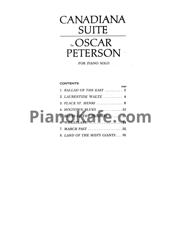 Ноты Oskar Peterson - Canadian suite - PianoKafe.com