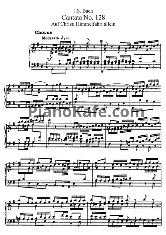 Ноты И. Бах - Кантата №128 "Auf Christi Himmelfahrt ellein" (BWV 128) - PianoKafe.com