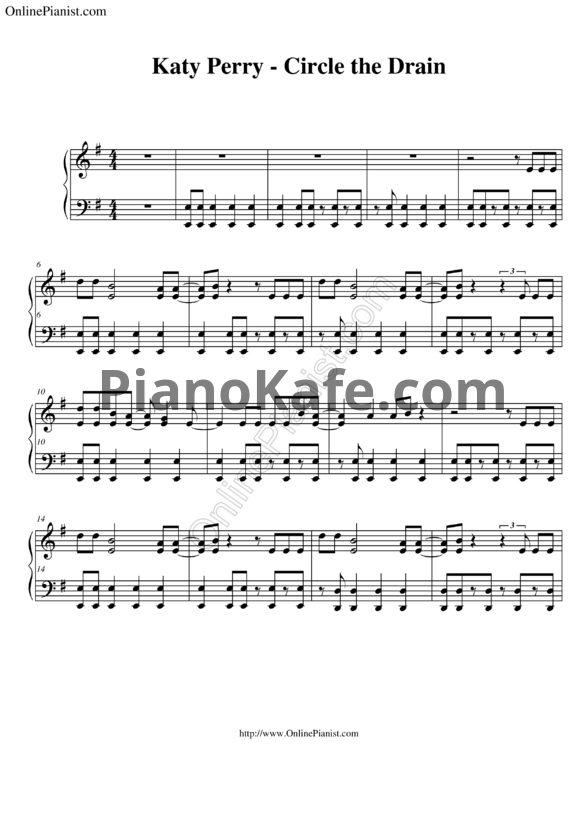 Ноты Katy Perry - Circle the drain - PianoKafe.com