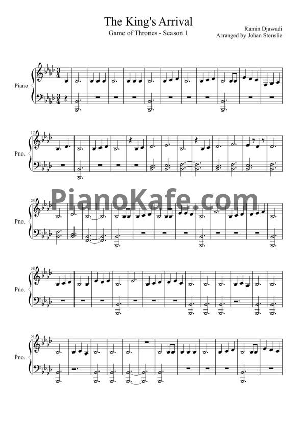 Ноты Ramin Djawadi - The King's Arrival - PianoKafe.com