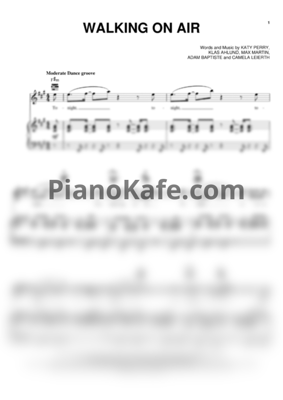 Ноты Katy Perry - Walking on air - PianoKafe.com