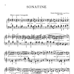 Ноты Дмитрий Кабалевский - Сонатина №1 (Op. 13, №1) - предпросмотр