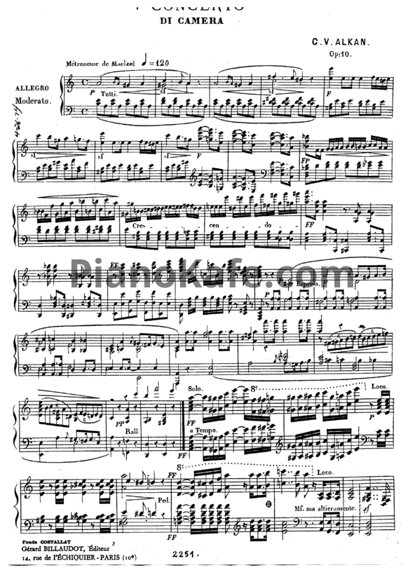 Ноты Шарль Алькан - Камерный концерт ля минор (Op. 10 №1) - PianoKafe.com