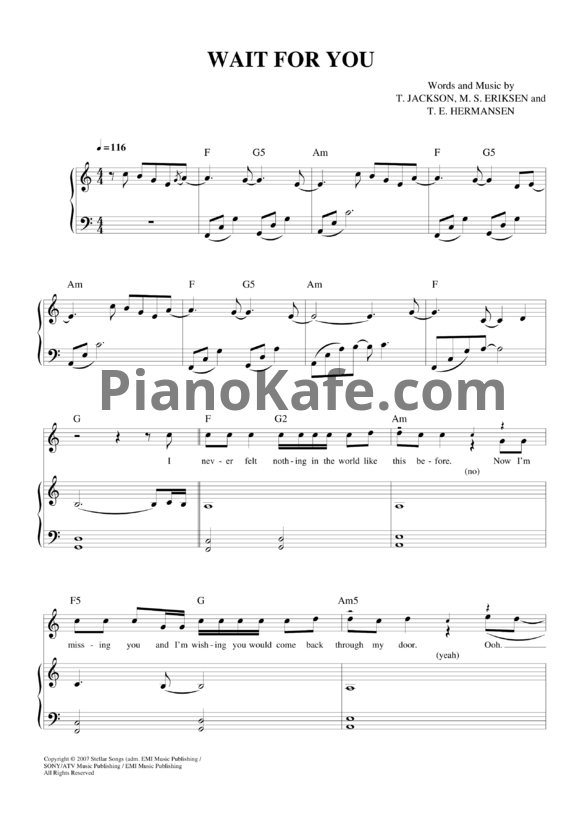 Ноты Elliott Yamin - Wait for you - PianoKafe.com