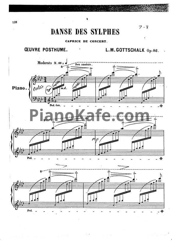 Ноты Луи Моро Готшалк - Danse des sylphes (Op. 86) - PianoKafe.com
