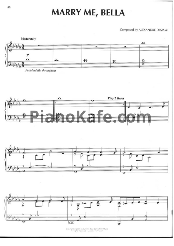 Ноты Alexandre Desplat - Marry me, Bella - PianoKafe.com