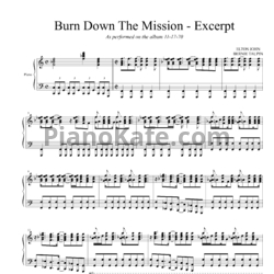 Ноты Elton John - Burn down the mission - предпросмотр