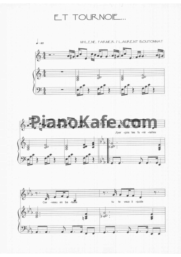 Ноты Mylene Farmer - Et Tournoie - PianoKafe.com