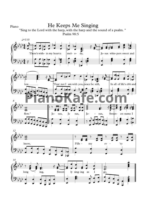 Ноты Lu­ther B. Bridg­ers - He keeps me singing - PianoKafe.com